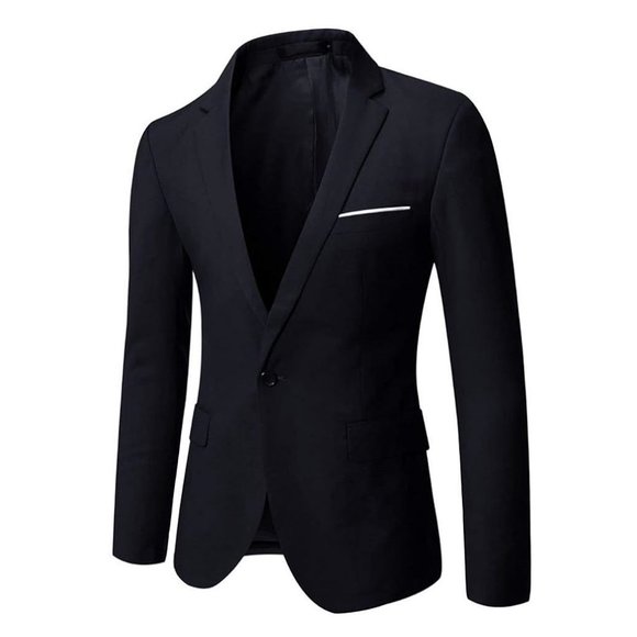 NWT BLEMISH Wulful Mens Suit Jacket Black Polyester Dinner Coat Size M $99 9D096 - Picture 1 of 4